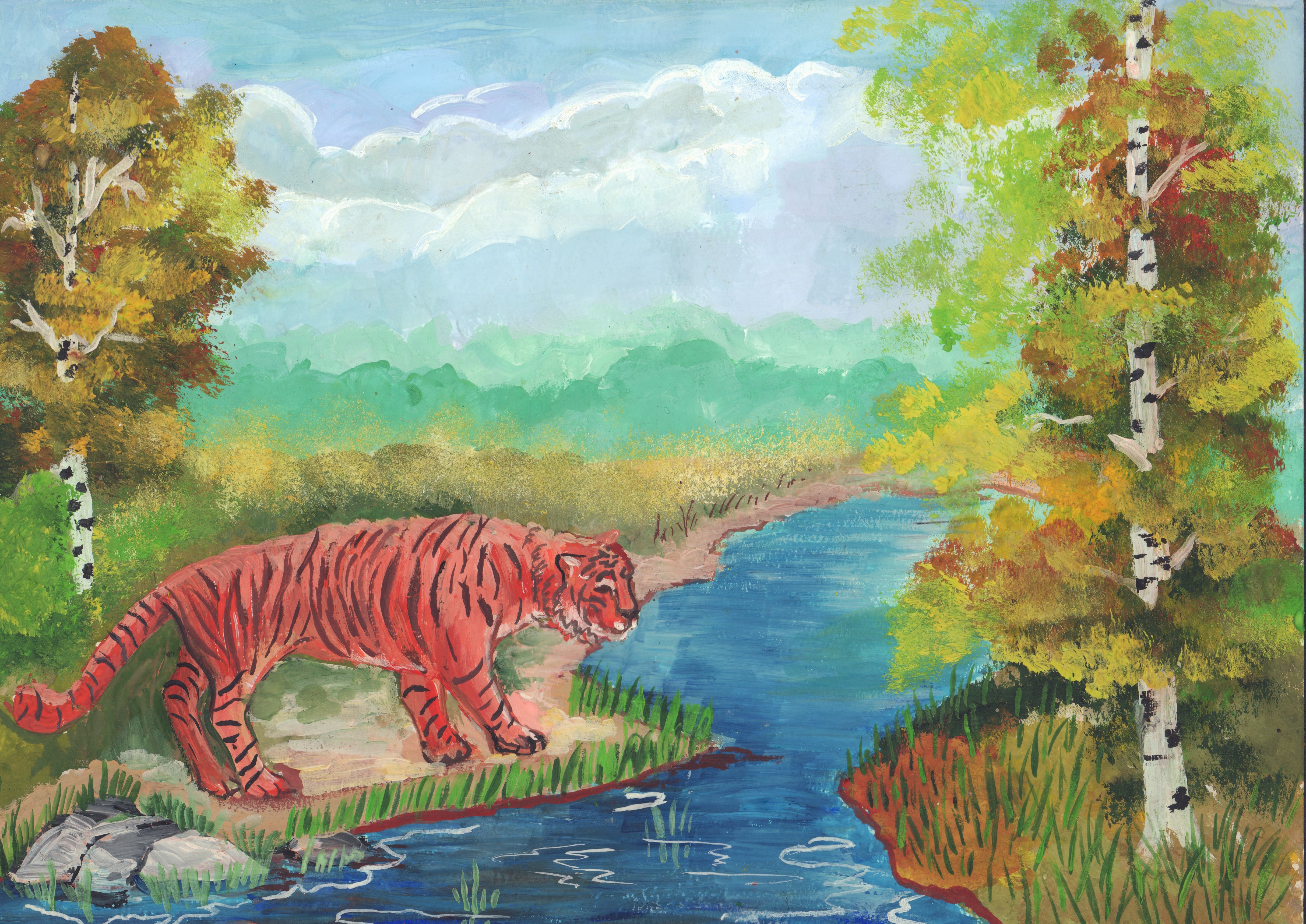 Amur tiger by Anastasia Sirotenko aged 11 from Arkhara Amurskaya Province